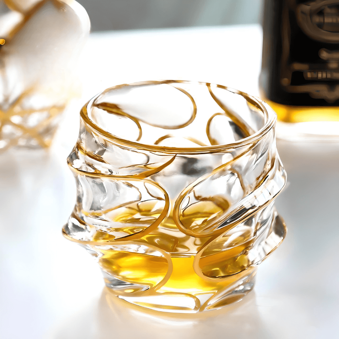 Japanisches Kristall-Whiskyglas – Arashi Gold